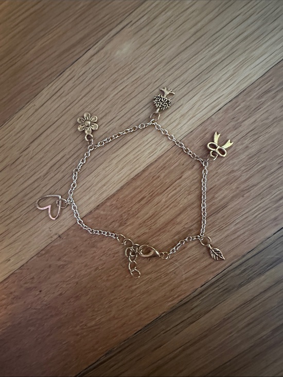 Jewelry - Gold Charm Bracelet with Floral and Nature Charms